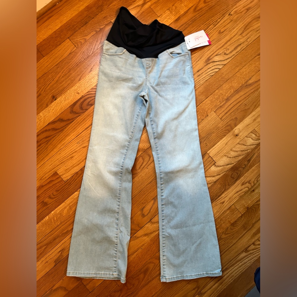Isabel Maternity by Ingrid & Isabel Light Blue Boot Cut Jeans with Black Panel
